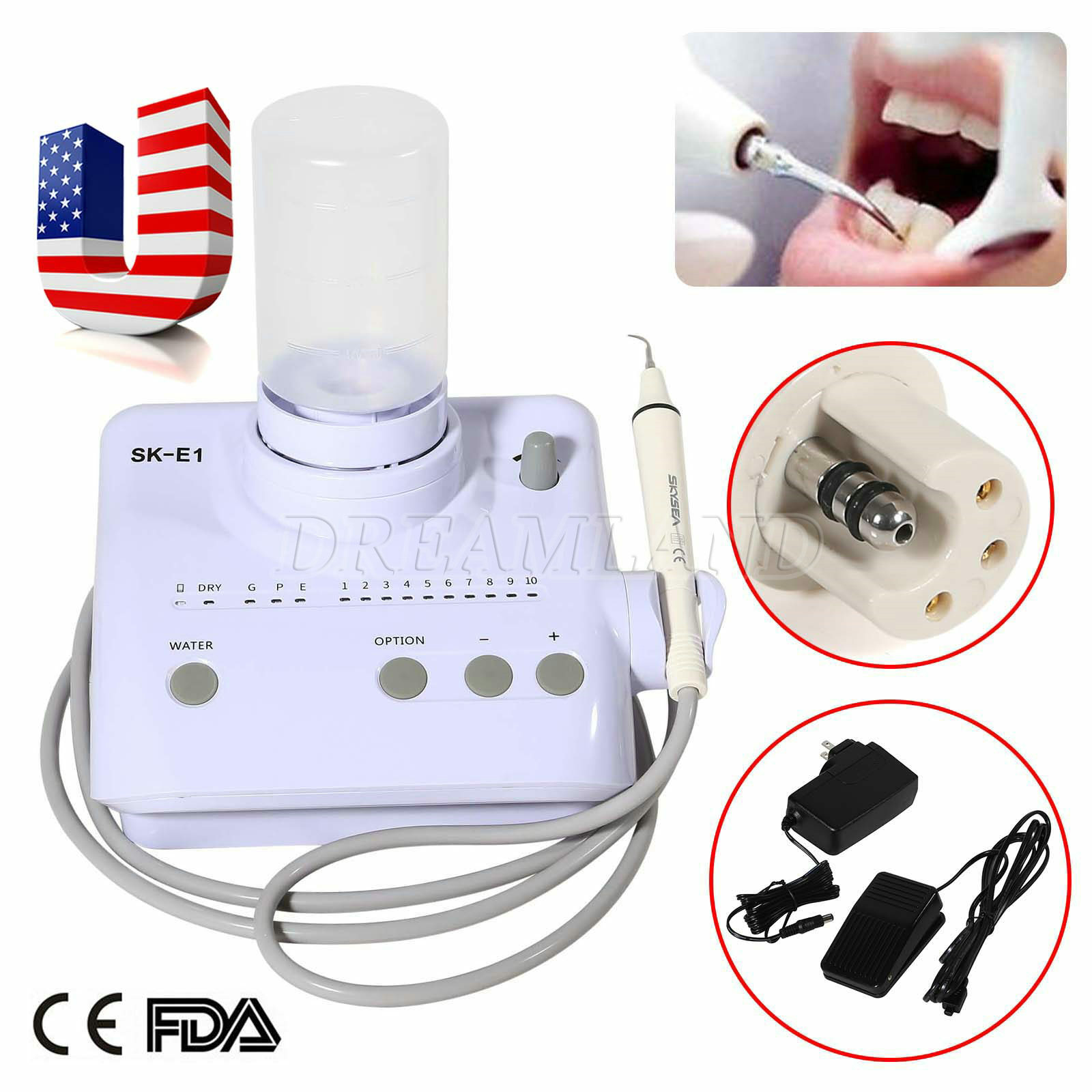 SK-E1 Dental Ultrasonic Piezo Scaler GWandpiece Tips Bottles Fit EMS HOT