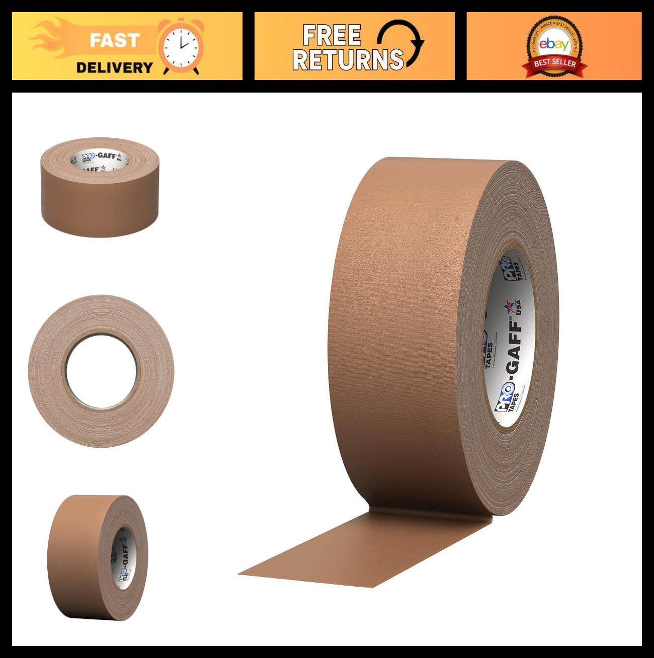 Premium Matte Gaffer’s Tape, 11 mil Thick, 55 Yards, 3″ Wide, Rubber Adhesive, T