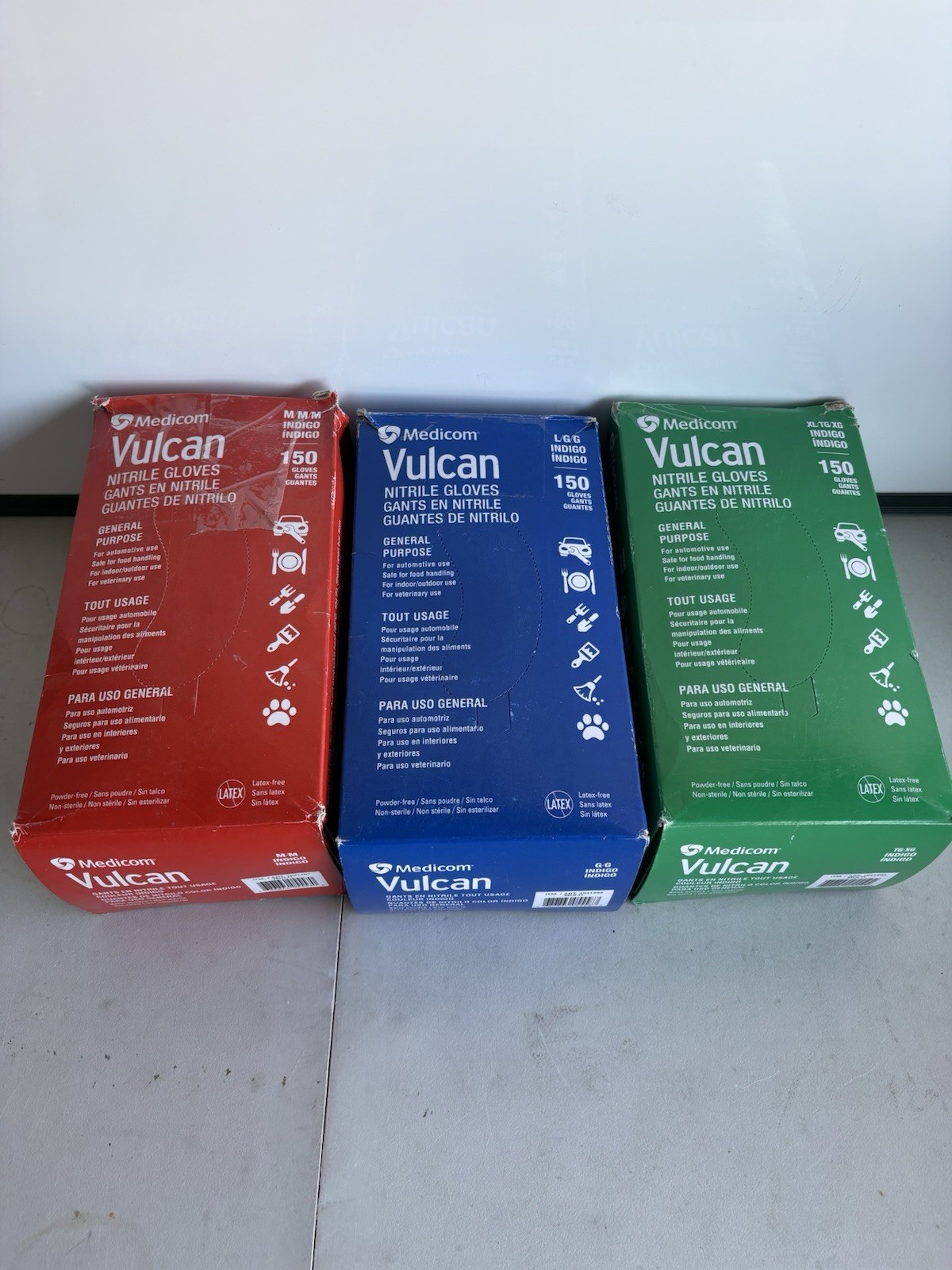 Medicom Vulcan Nitrile Indigo Gloves General Purpose – Lot of 3 sizes: M/L/XL