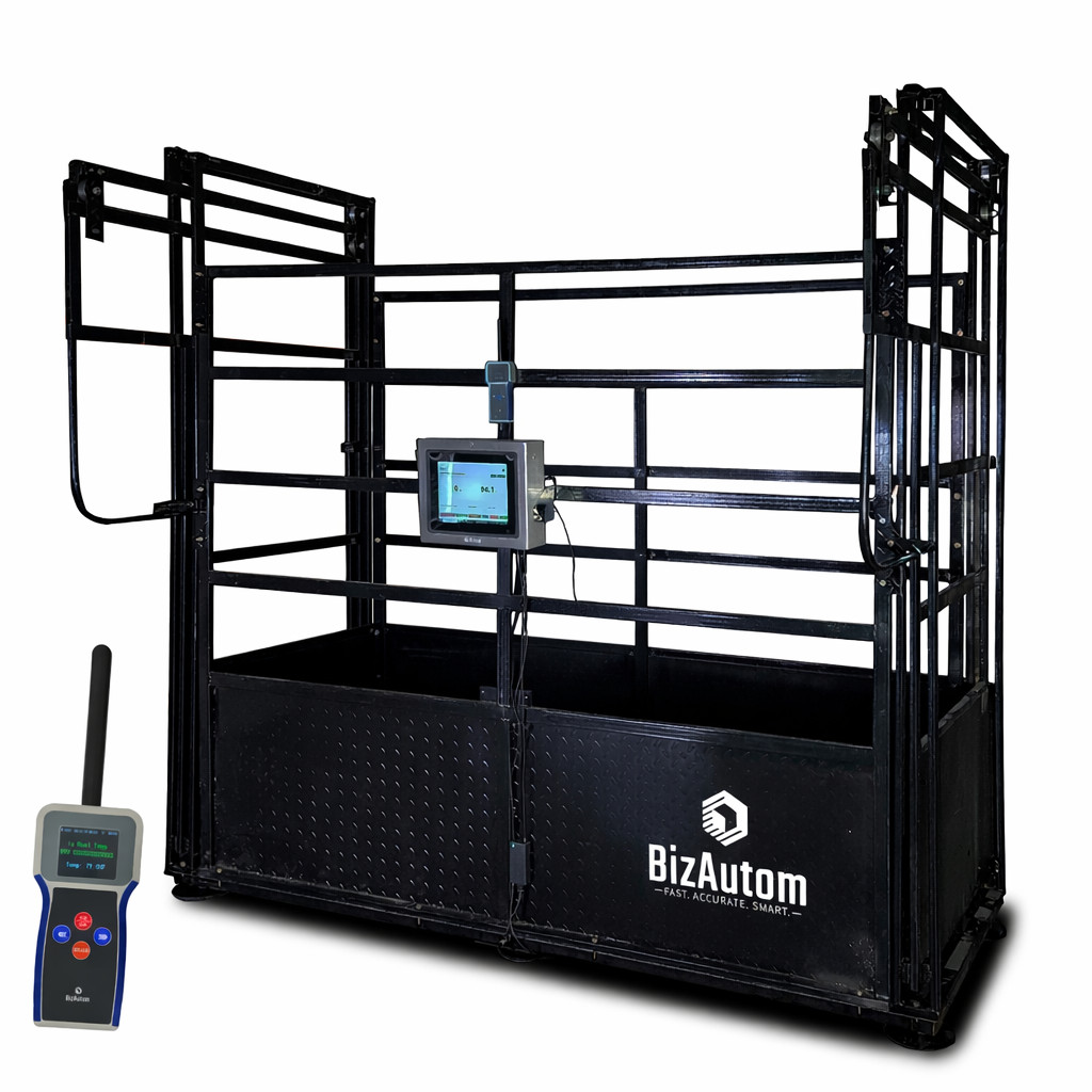 BizAutom Livestock Caged Scale with Bio Microchip Thermometer & SCADA