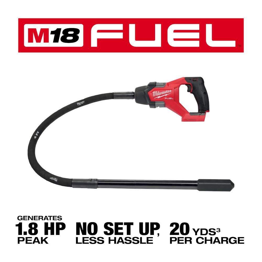 Milwaukee M18 Fuel 4′ Concrete Pencil Vibrator (Bare Tool)