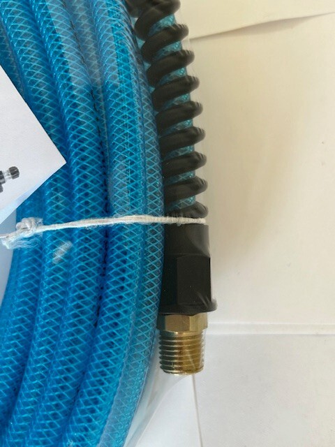 Coilhose Pneumatics PFE40504T FLEXEEL 1/4 x 50′ Hose 1/4″ MPT Fittings Blue