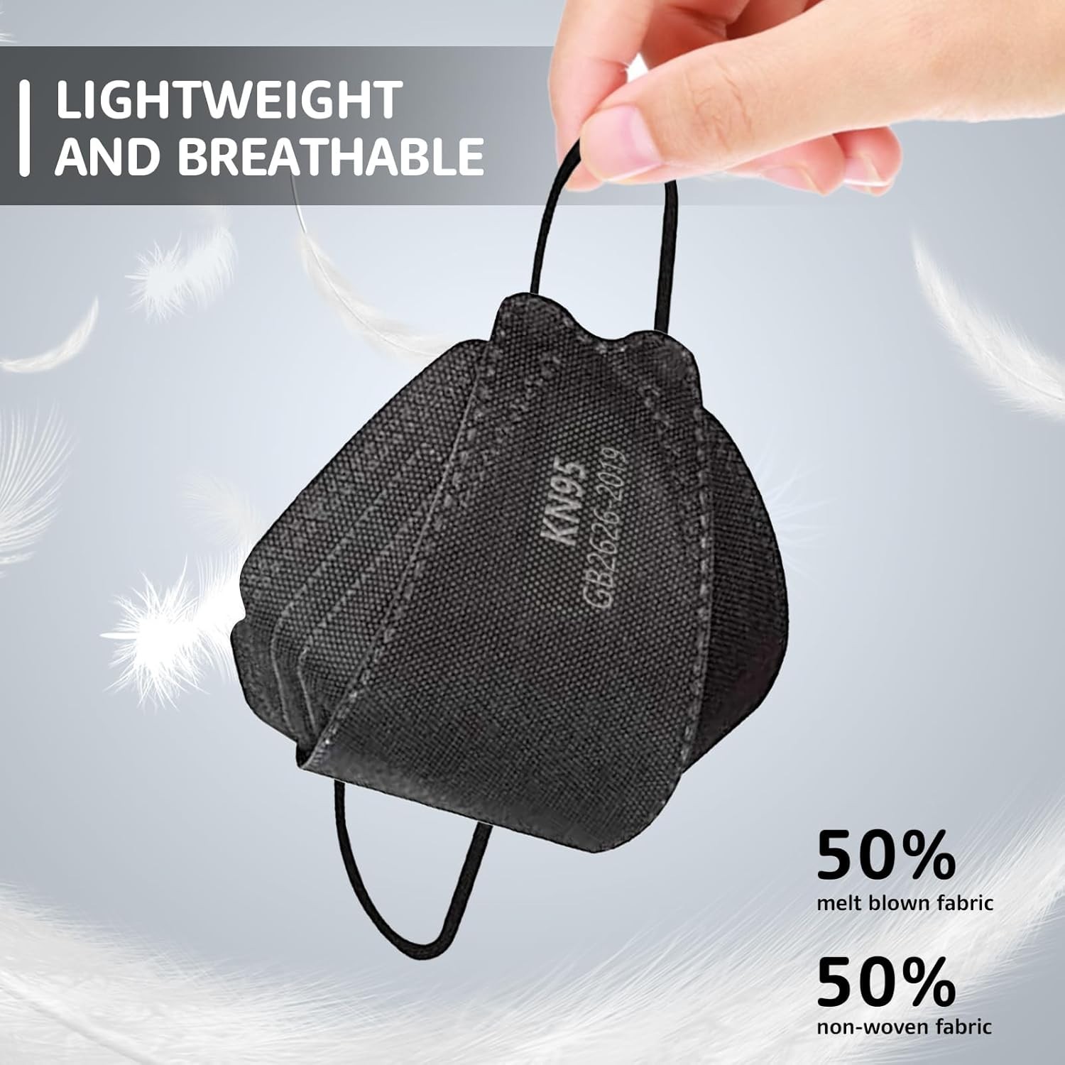 50-Pack Black KN95 Face Masks – Superior Protection & Comfort For All Scenarios