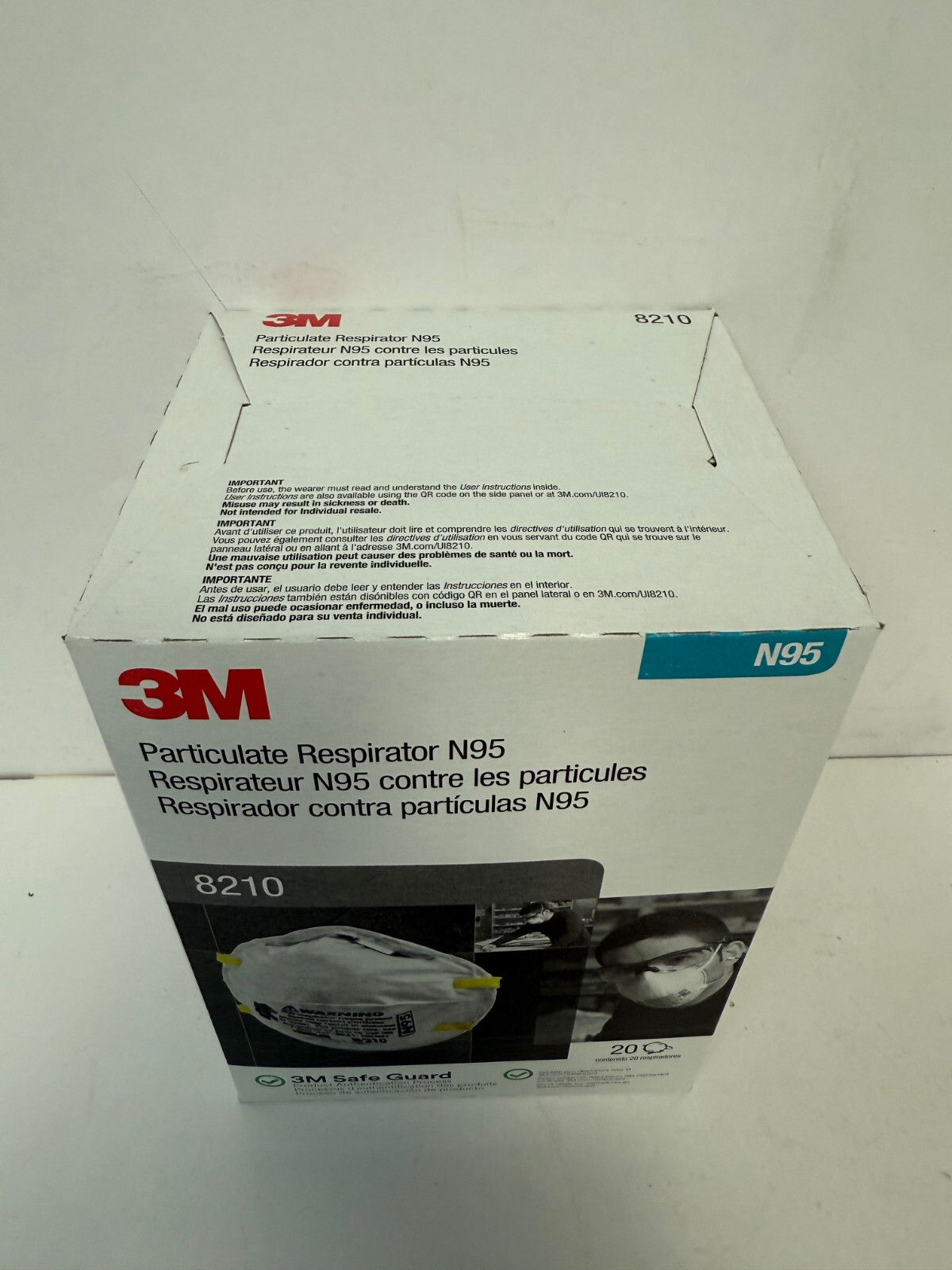 3M 8210 PARTICULATE RESPIRAOR N95 DISPOABLE DUST MASK BOX OF 20 NEW