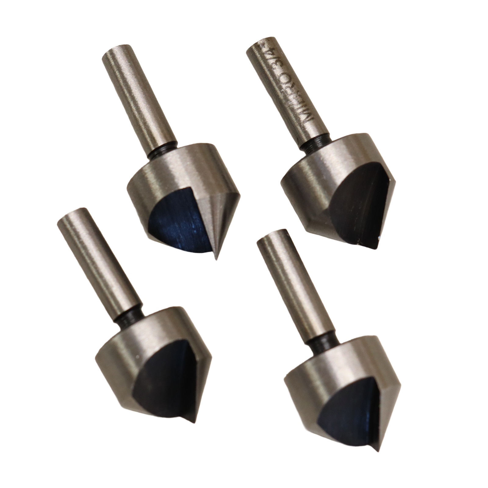 4 Pc- 3/4″ Single Flute HSS Countersink Bits- 90 Degree 1/4″ Straight Shank