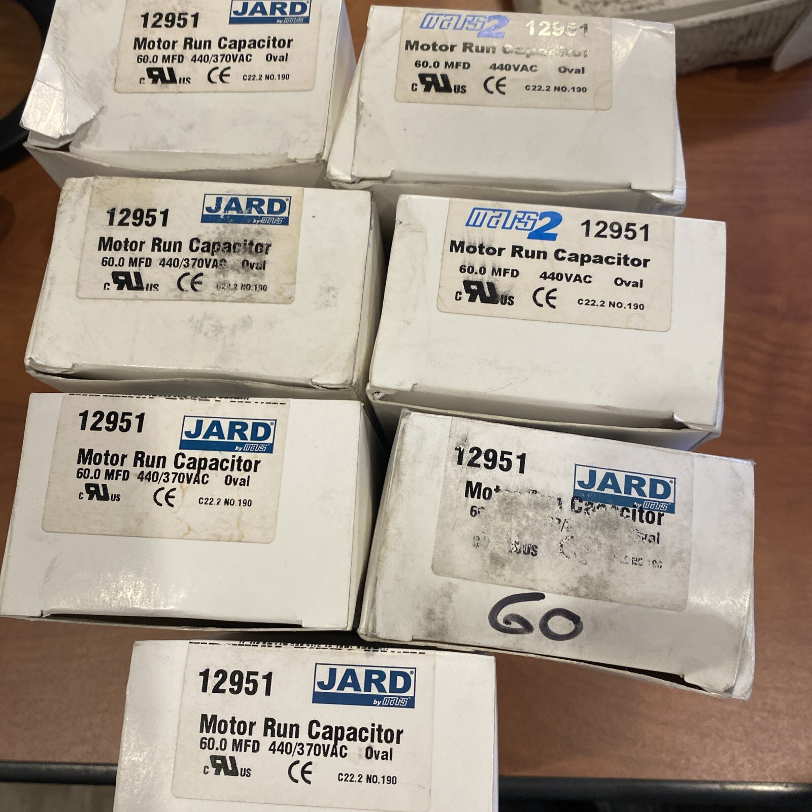 (LOT OF 7) Jard 12951 Oval Motor Run Capacitor 60.0 MFD 440/370VAC
