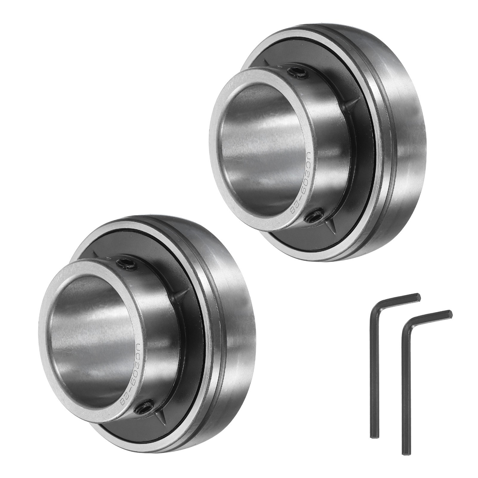 2pcs Ball Bearing Insert, Chrome Steel Gcr15 UC209-28 Bore 1 3/4″ Set Screws