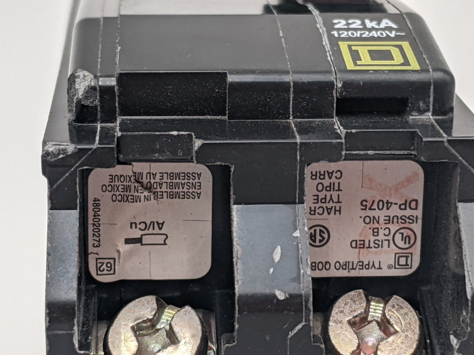 Square D QOB230VH Bolt-On Circuit Breaker 30A 240V 22kA 2P 1PH QOB Used 30 AMP