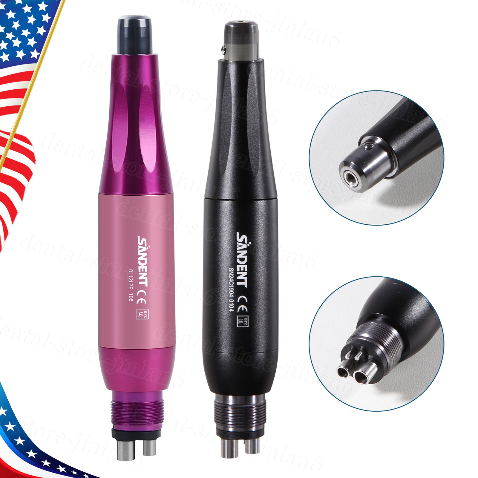 Dental 4:1 Hygiene Prophy Handpiece 360° Swivel Straight Cone Air Motor 4Holes