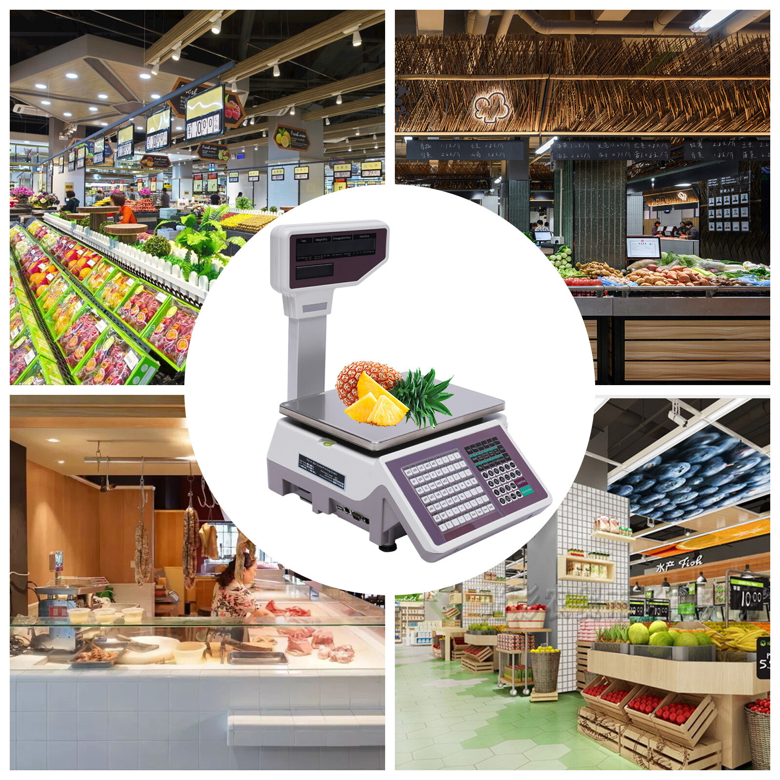 Commercial Digital Price Computing Scale with Thermal Label Printer Supermarket