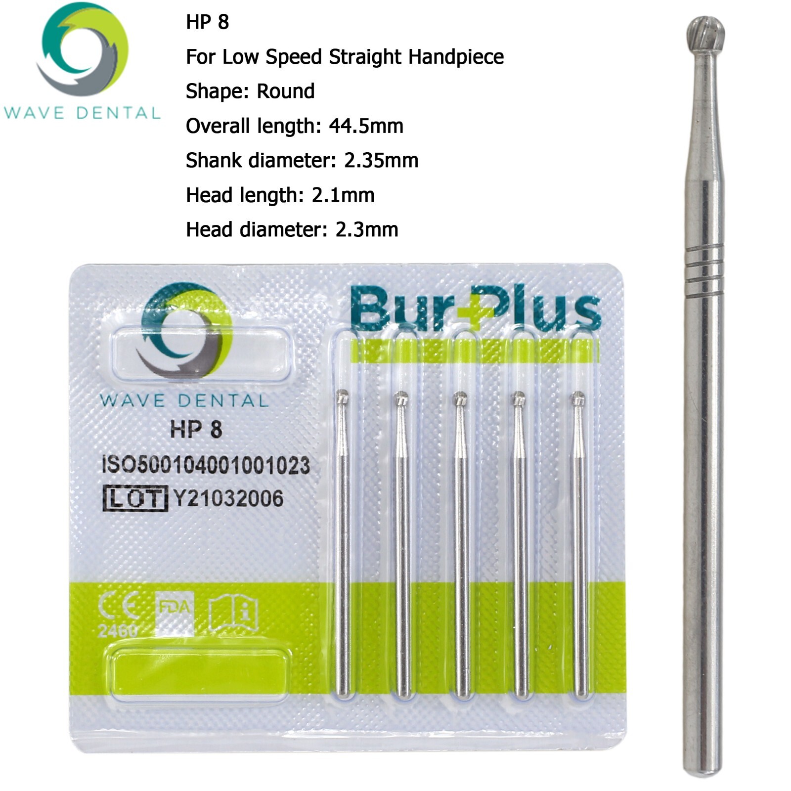 Wave Dental Carbide Burs HP 2 8 557 703L Round For Slow Speed Straight Handpiece
