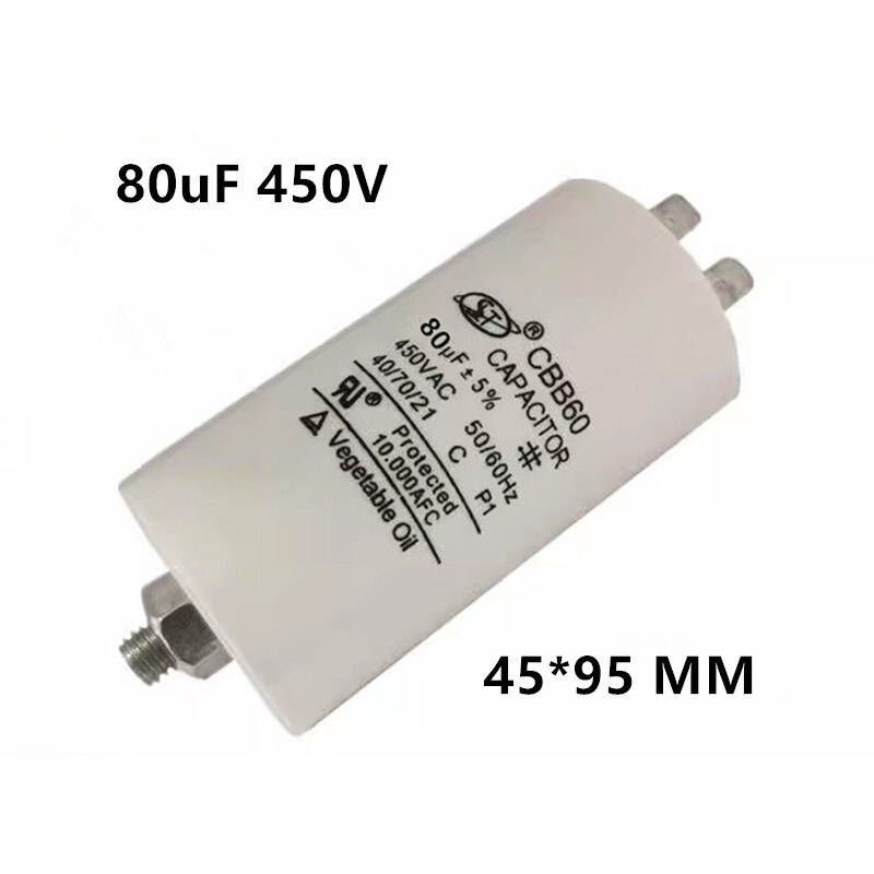 CBB60 80MFD 80uF 450VAC 450V MOTOR START RUN Capacitor 4 Pins with Screws