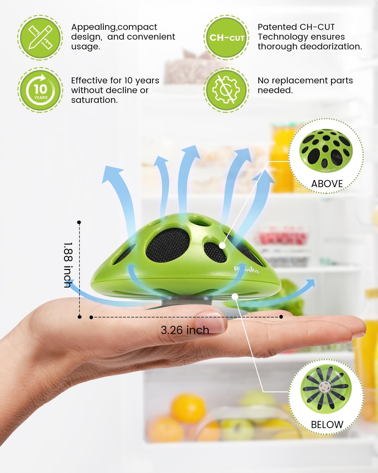 Purriko Fridge Deodorizer,Last up to 10 Years,Refrigerator Odor Eliminator,Fr…