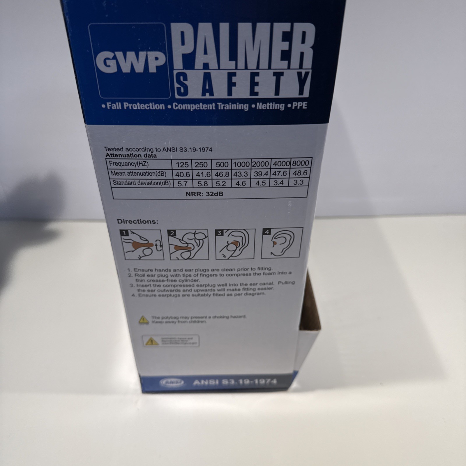 Palmer Safety Corded Earplugs 100 Pairs Soft Foam Individually Wrapped