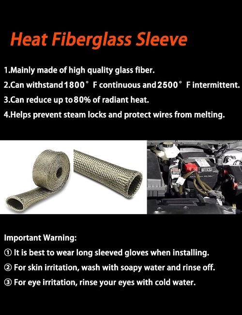 Heat Shield Sleeve Fuel Line Heat Shield Titanium Auto Hose Spark Plug Wire Cove