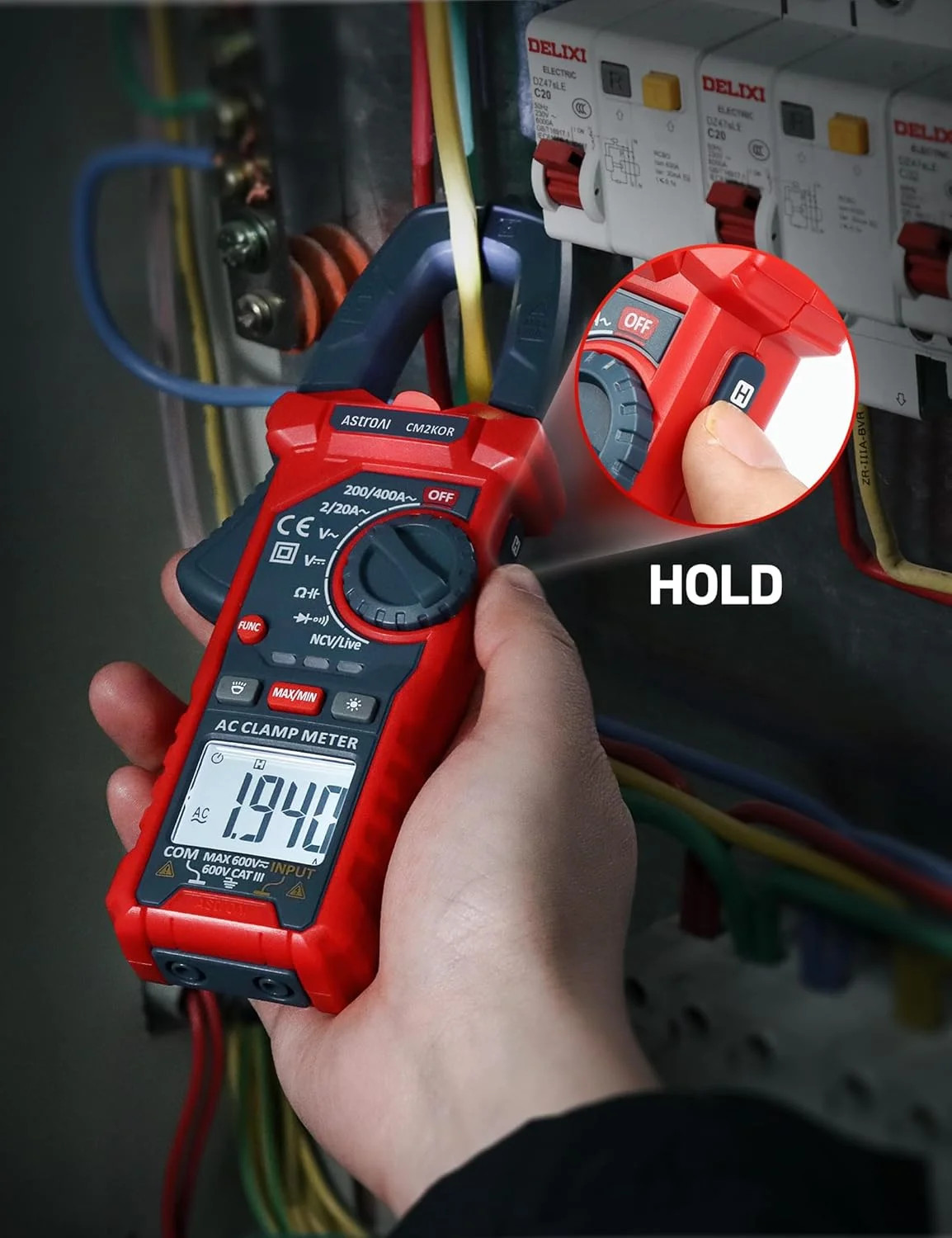 AstroAI Digital Clamp Meter Multimeter 2000 Counts Amp Voltage Tester Auto-rangi