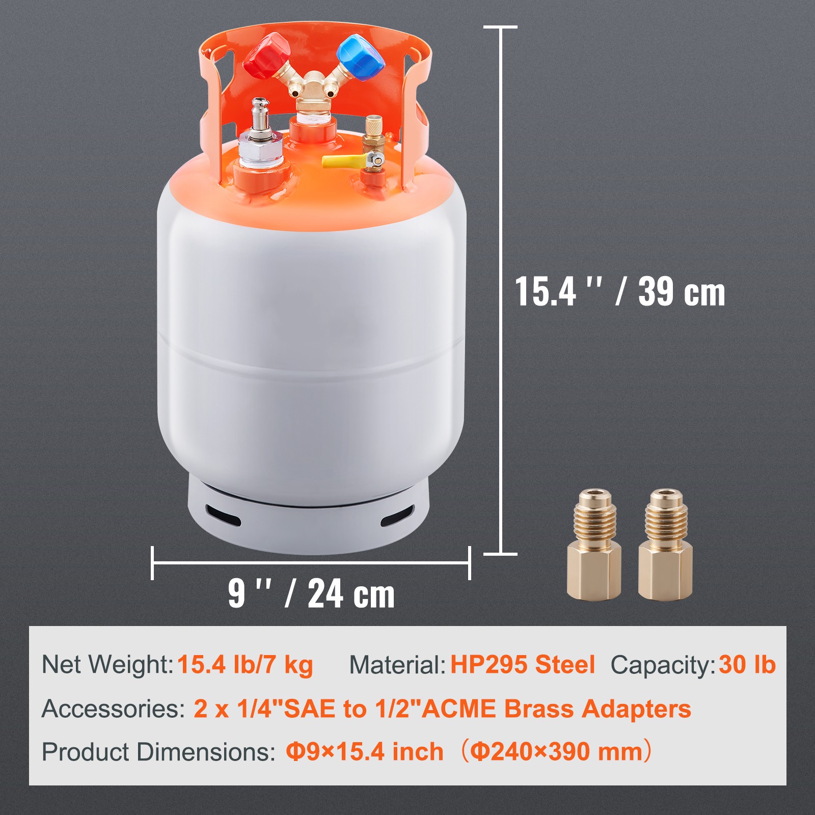 VEVOR Refrigerant Recovery Reclaim 30lb Cylinder Tank with Floating Switch