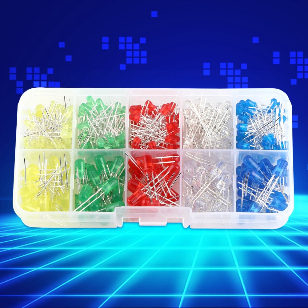 300pcs 3mm 5mm LED Light White Yellow Red Blue Green Assortment Diodes Kit T