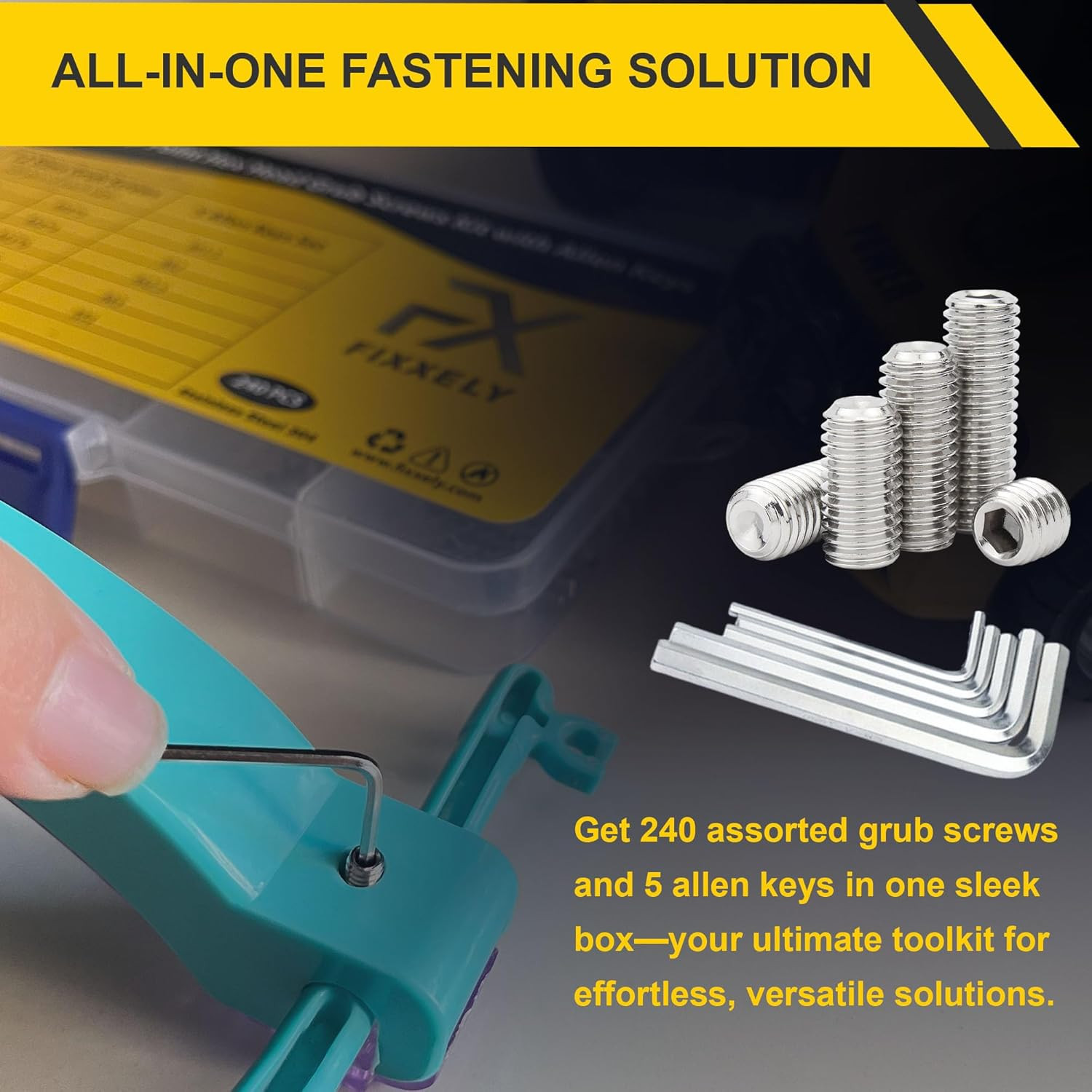 240Pcs Stainless Steel Allen Head Socket Hex Set Grub Screw Assortment Cup Point