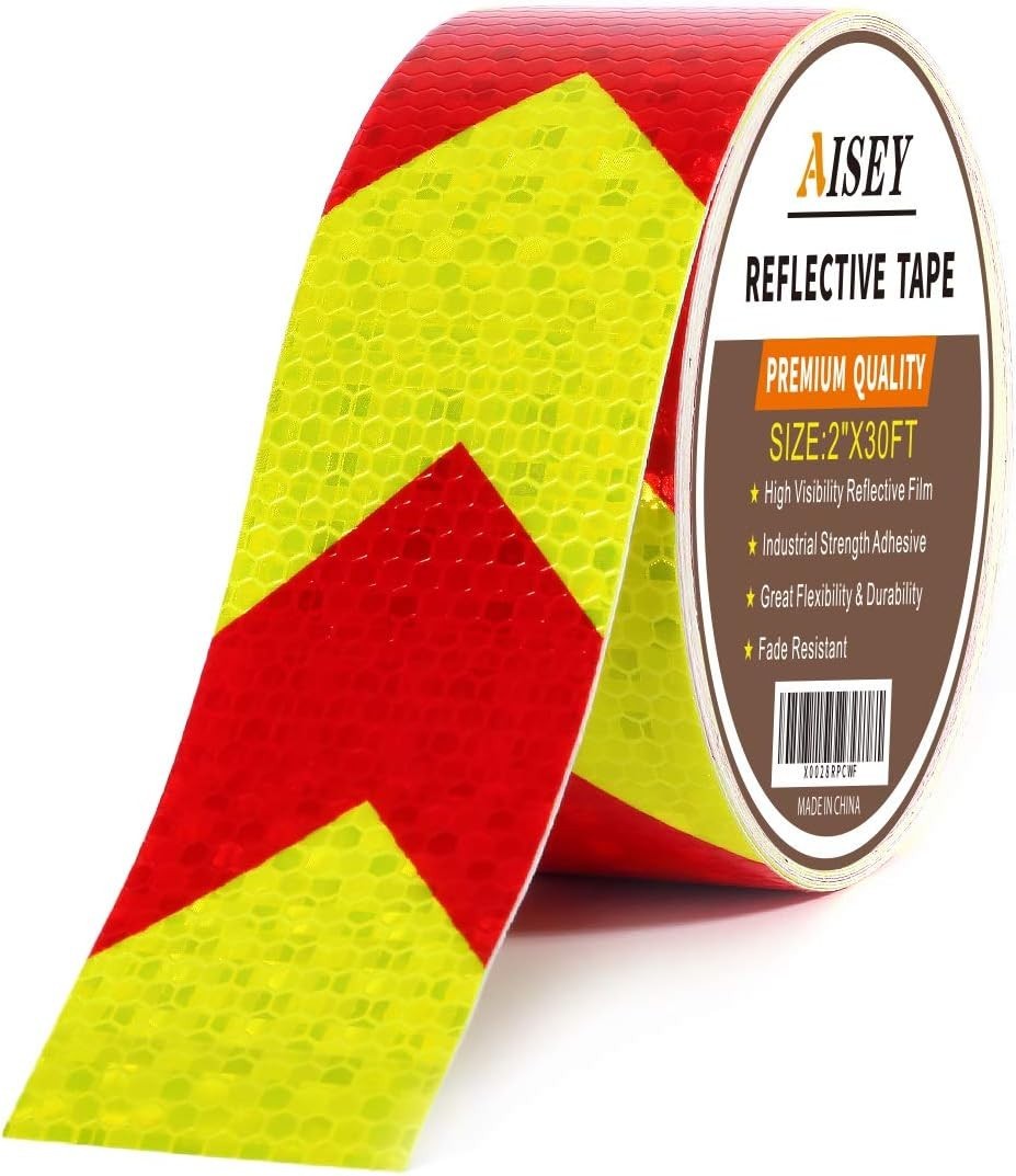 2 Inch x 30 Feet Red Yellow Reflective Safety Tape for Trucks Trailers Vehicles
