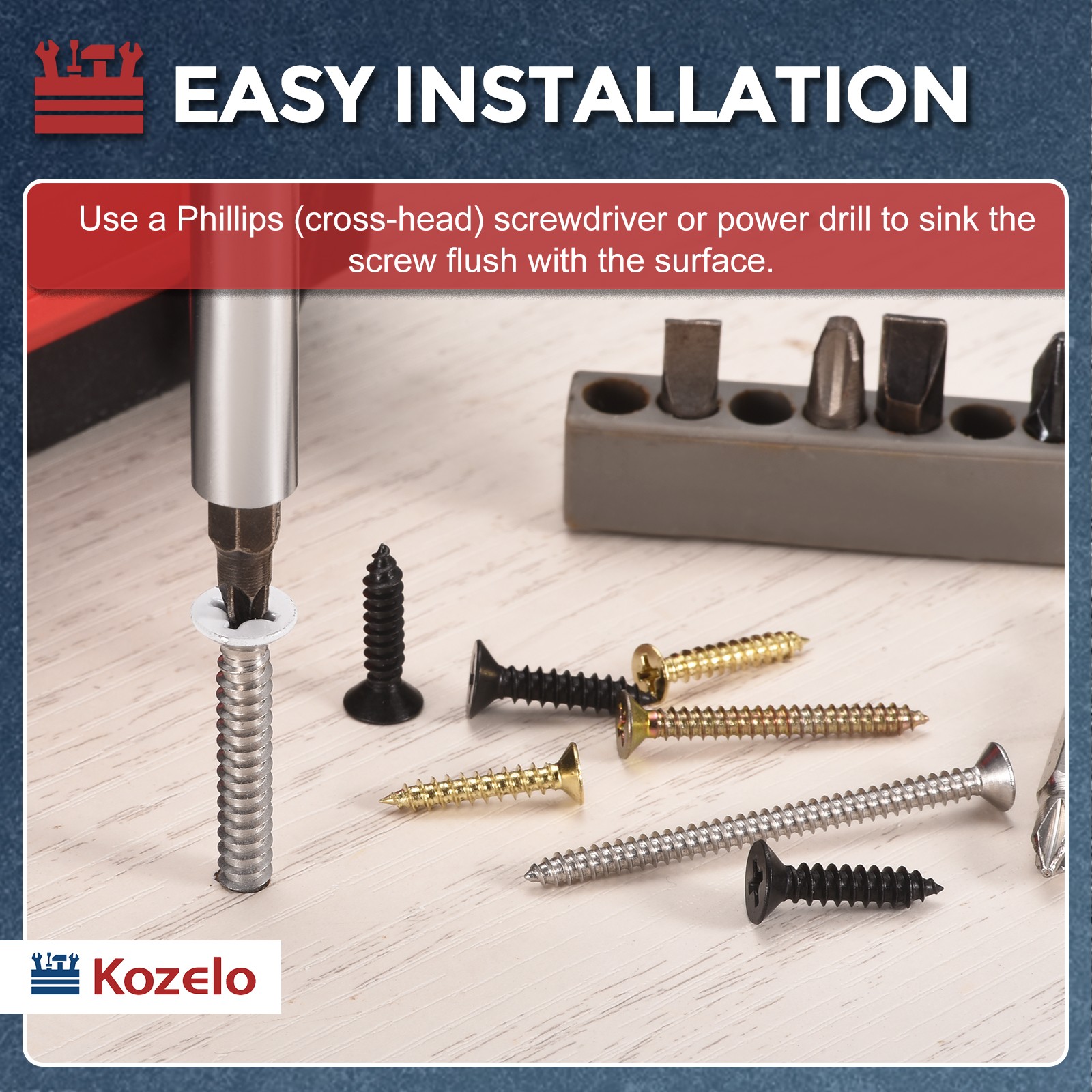 100pcs Phillips Flat Head Wood Screws – [#12×1-1/2″] 304 Stainless Steel, Silver