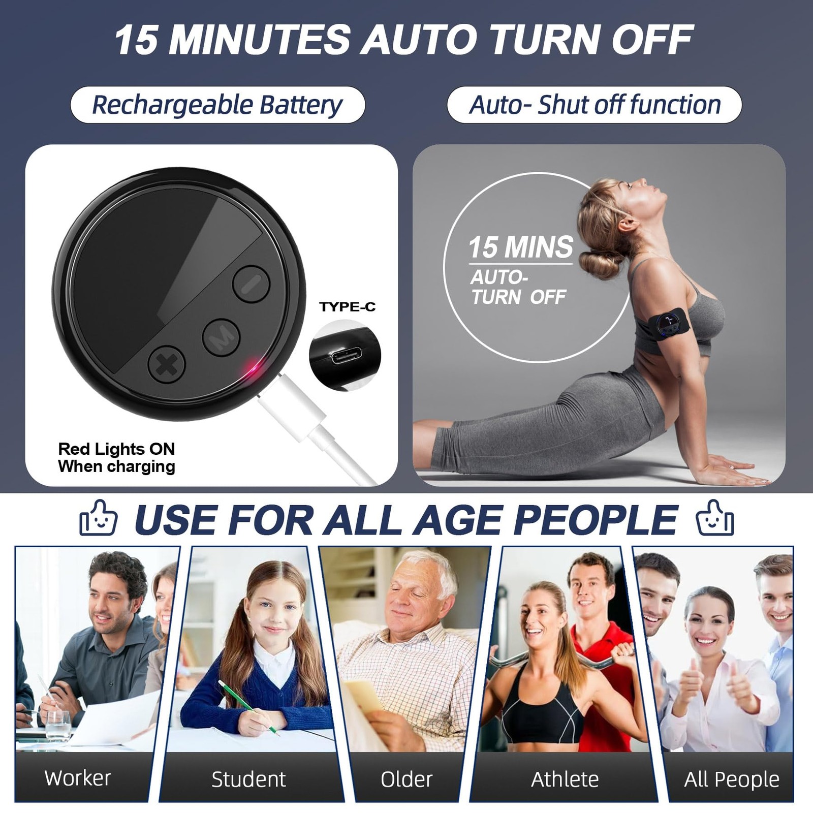 Wireless TENS EMS Unit, FSA Unit Muscle Stimulator for Pain Relief Black