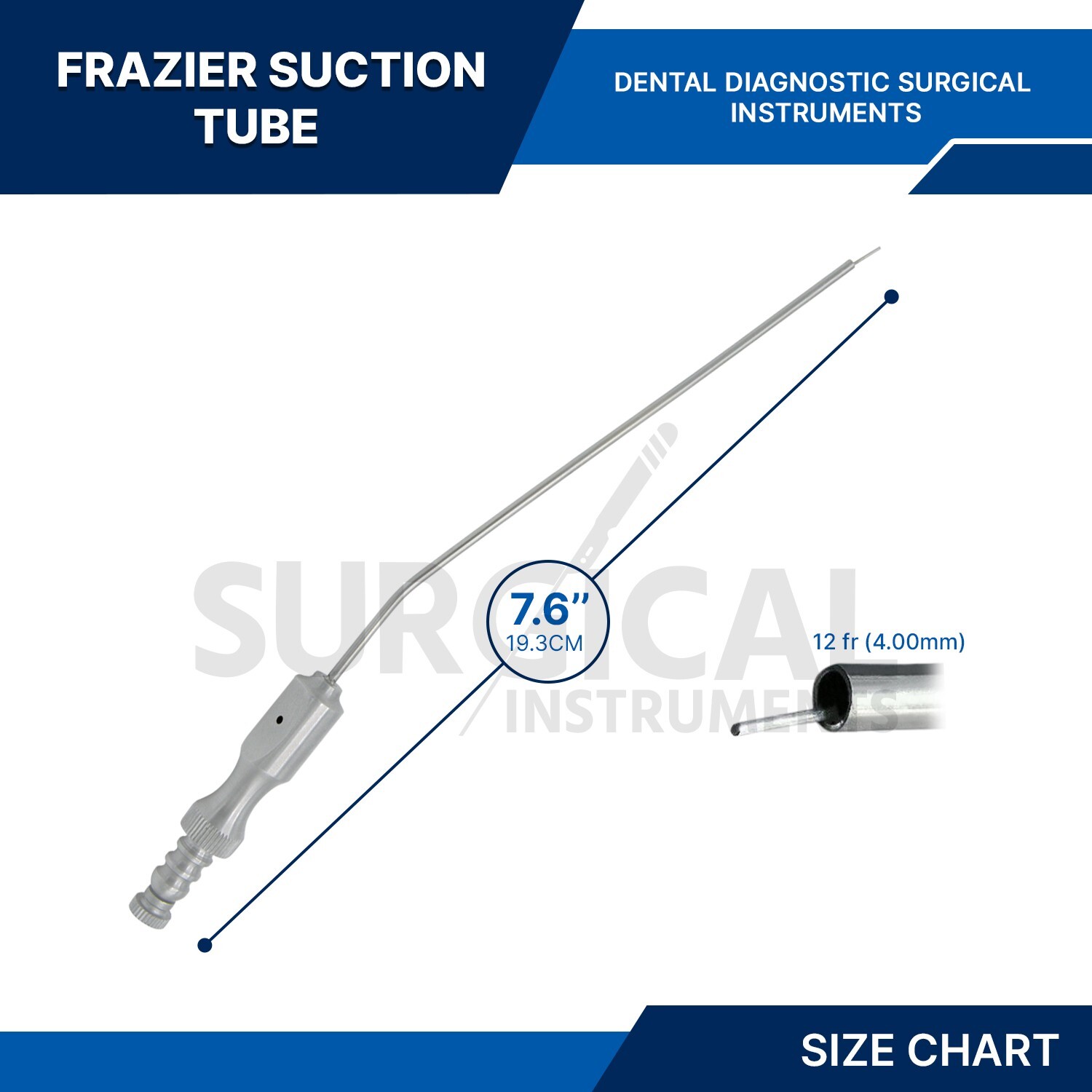 Frazier Suction Surgical Tube No. 12 (4mm) 7.6″ Aspirator Surgical German Grade