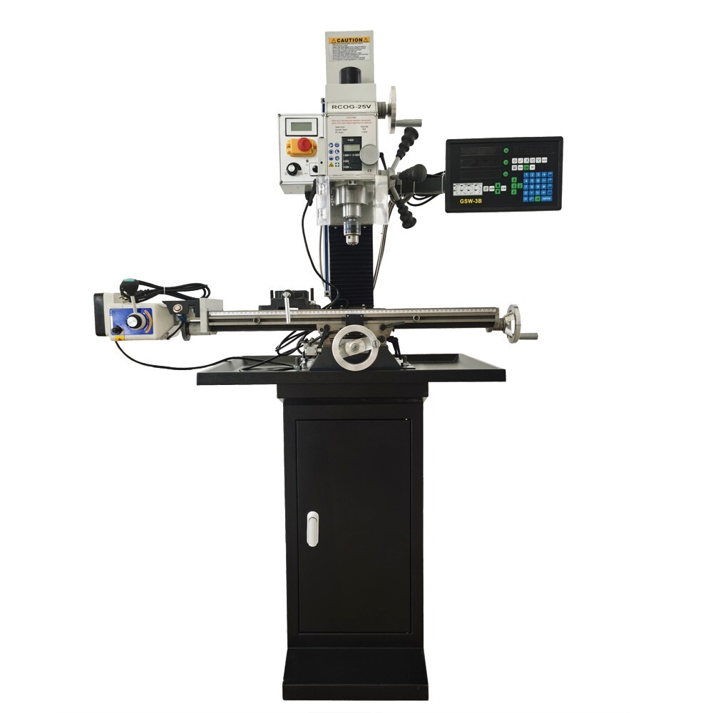 Benchtop Mill/Drill Machine with Grating Ruler Axis X Power Feed 110V R8 1100W