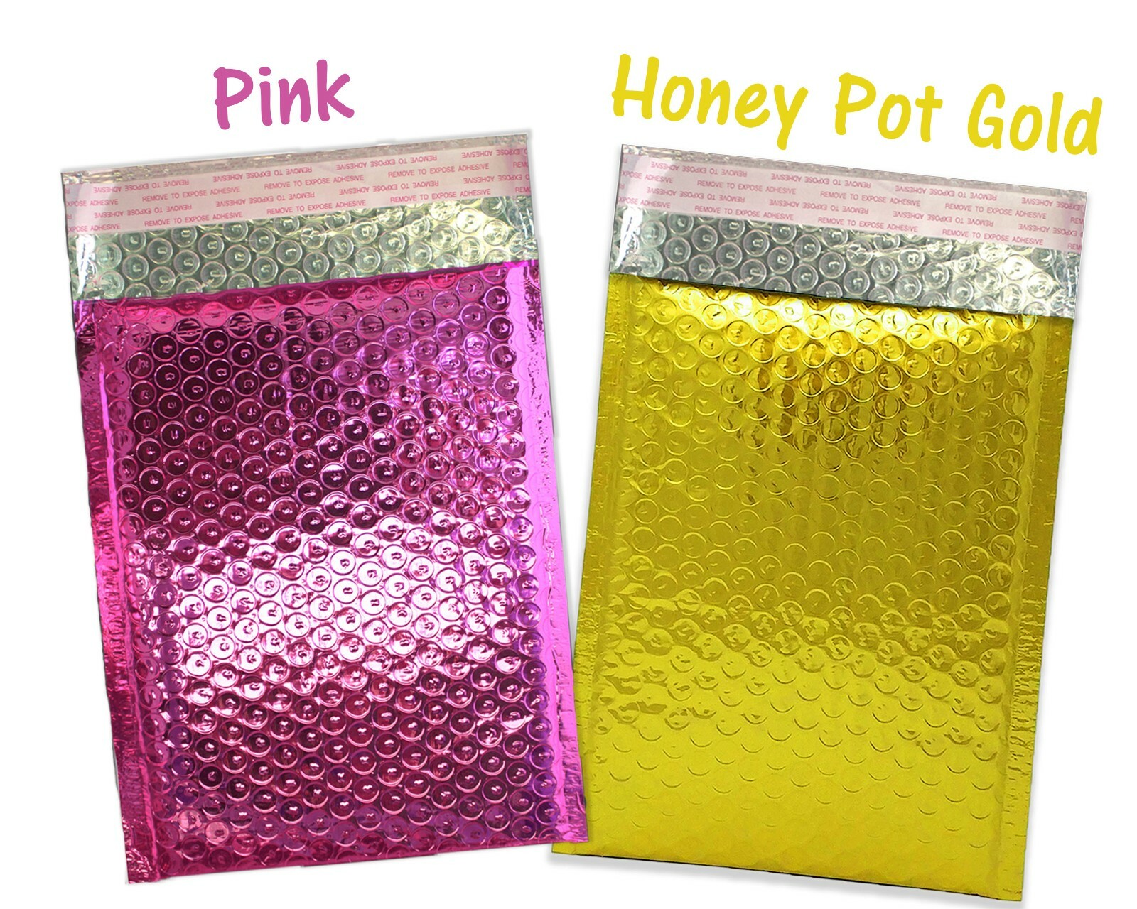 4×8 Honey Pot Gold & Pink Metallic BUBBLE MAILER Combo Padded Business Envelopes