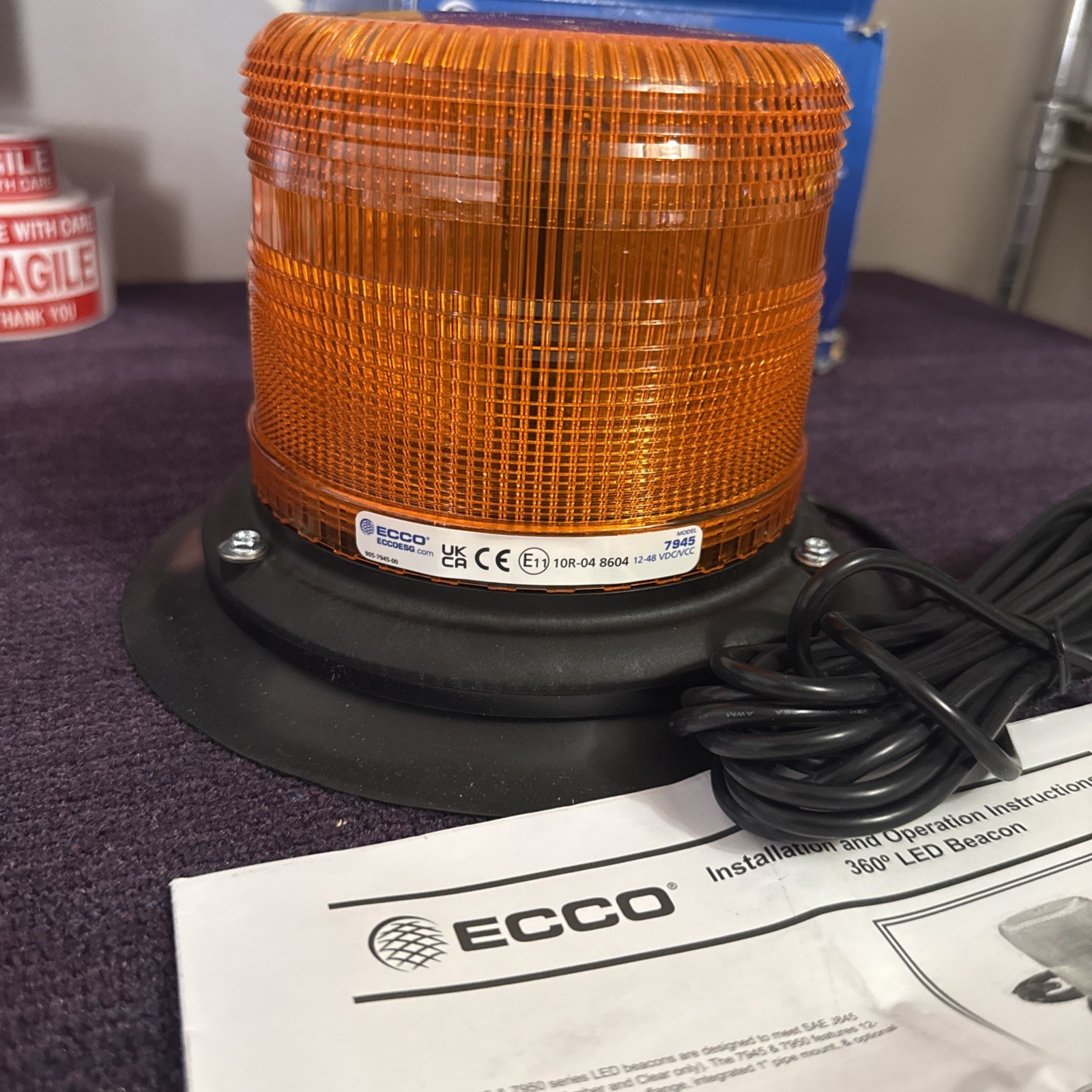 ECCO Pulse II Amber LED Beacon Light (Model 7945A-VM-WWG) New In The Box