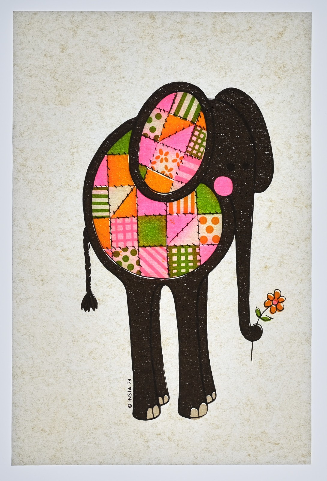 Original VINTAGE 1970s Heat Transfer | Quilt Pattern Elephant – Bundle 10