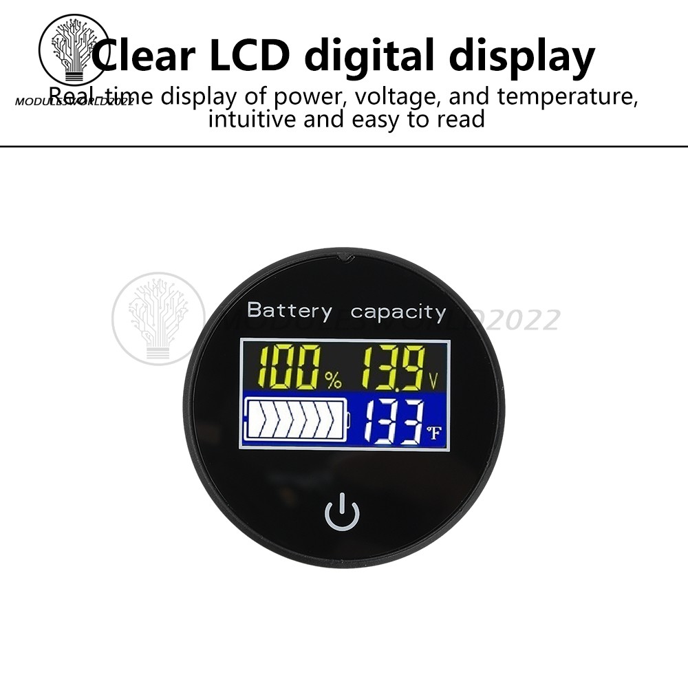 LCD Digital Battery Level Indicator Voltage Power Percentage Temperature Display