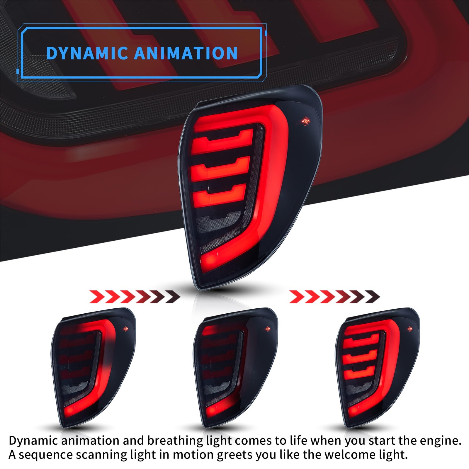 LED Tail Lights RAV4 2006-2012 Smoked Animation DRL Sequential Turn Signal Pair