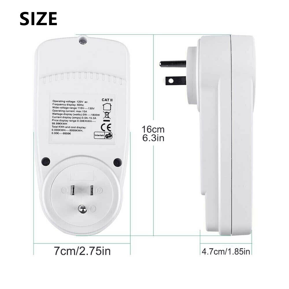 LCD Digital Outlet Power Meter Energy Monitor Volt Watt Electricity Usage Tester