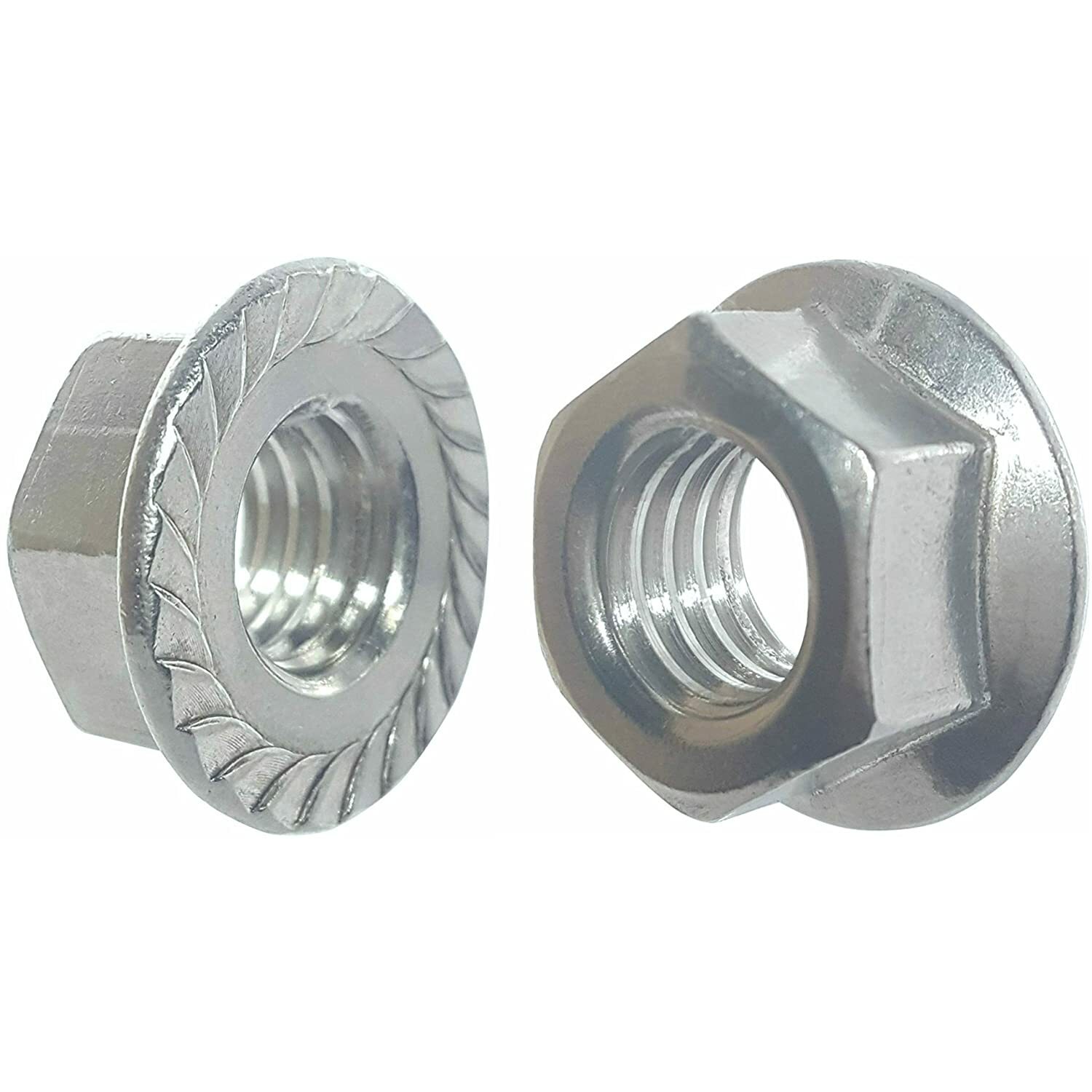 FLANGE NUTS SERRATED 1/4-20, 5/16-18, 3/8-16, ZCN3, Coarse ZINC PLATED STEEL HEX