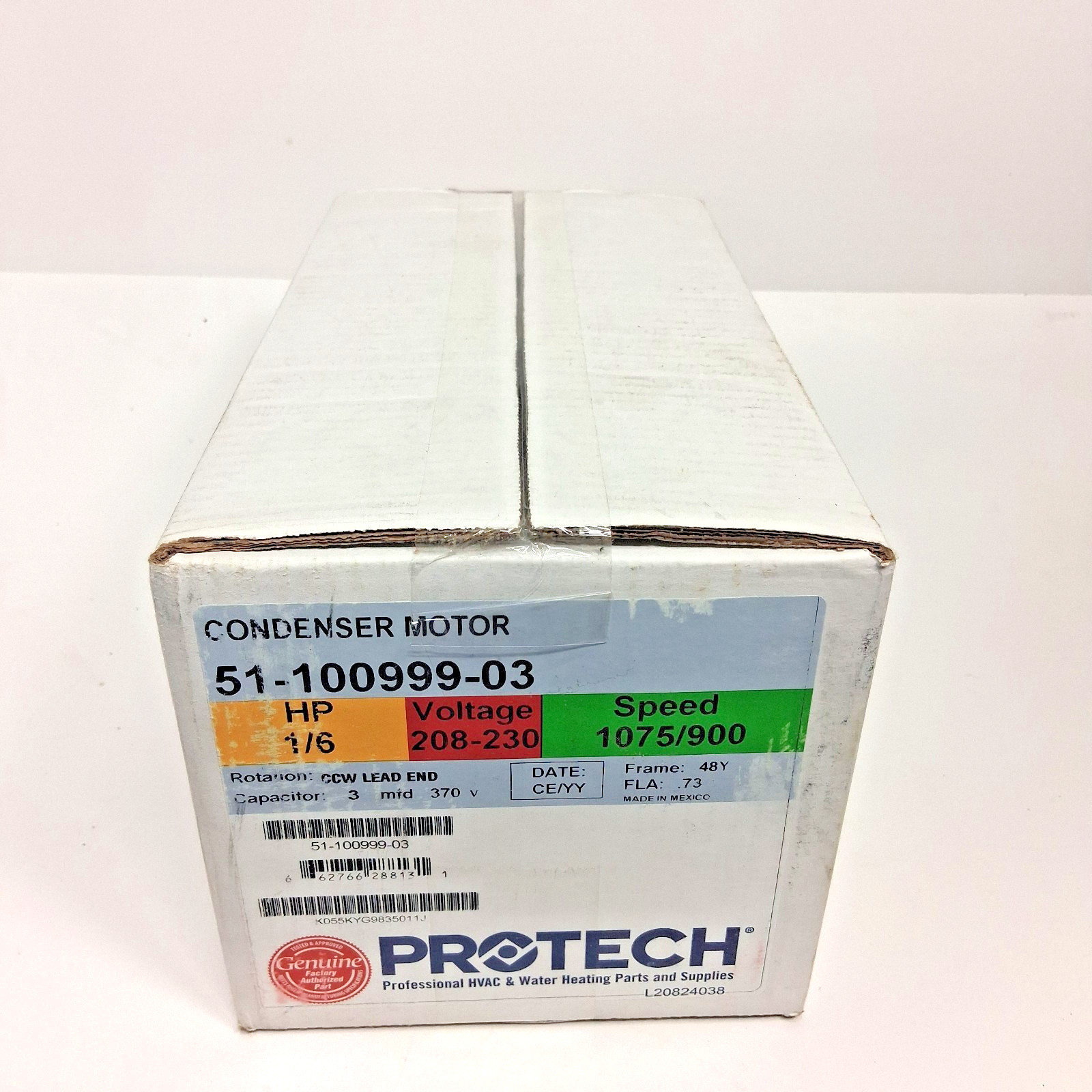 PROTECH Rheem 51 100999 03 Condenser Fan Motor 1 6 HP 208 230V 1075 900 RPM