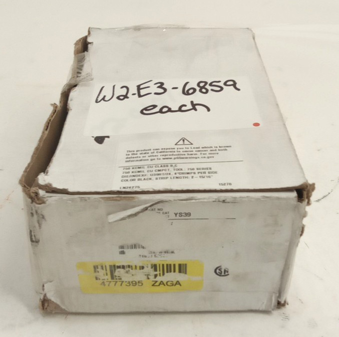 Burndy YS39 Copper Compression Long Barrel Butt Splice 750KCMIL Black Die 24