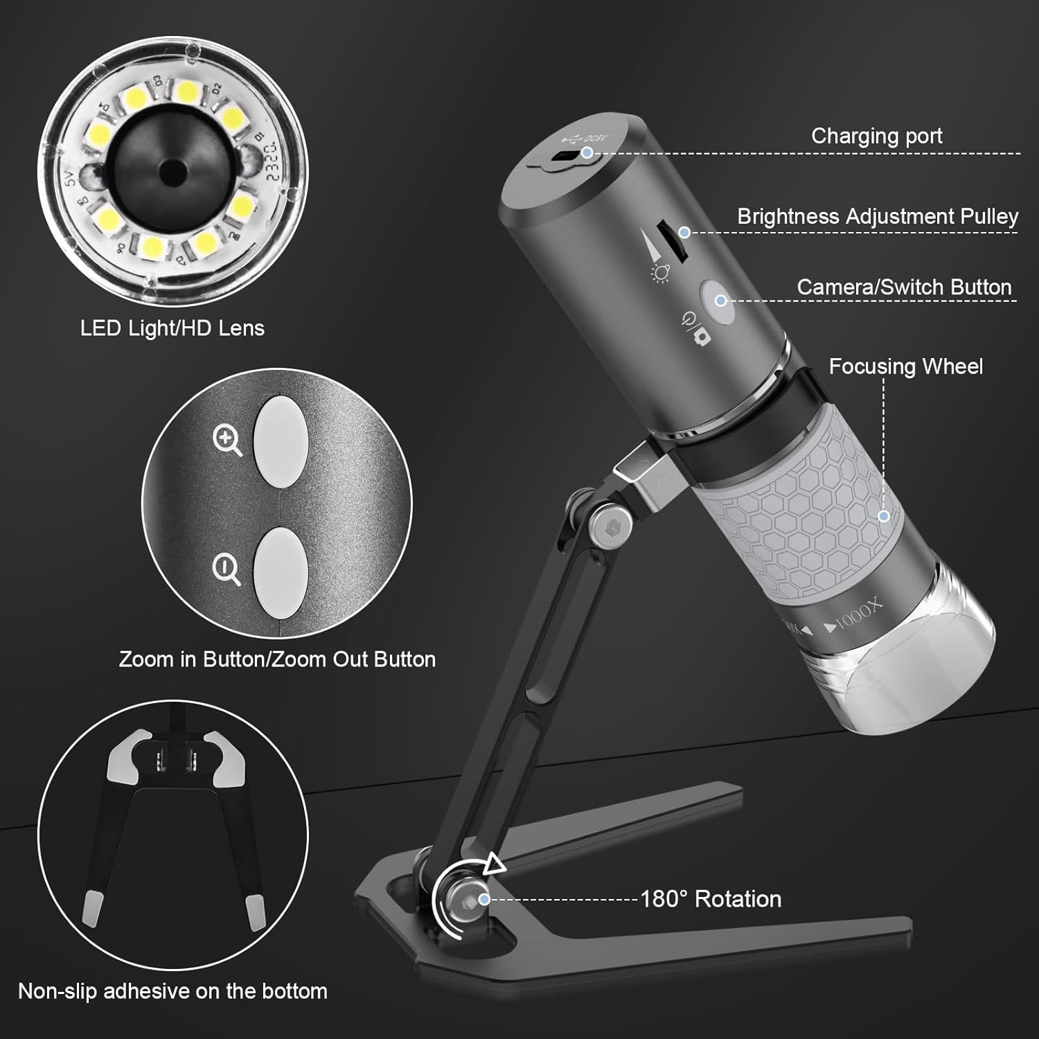 Portable 4K HD Digital Microscope – Wi-Fi Enabled for PC and Smartphone Use