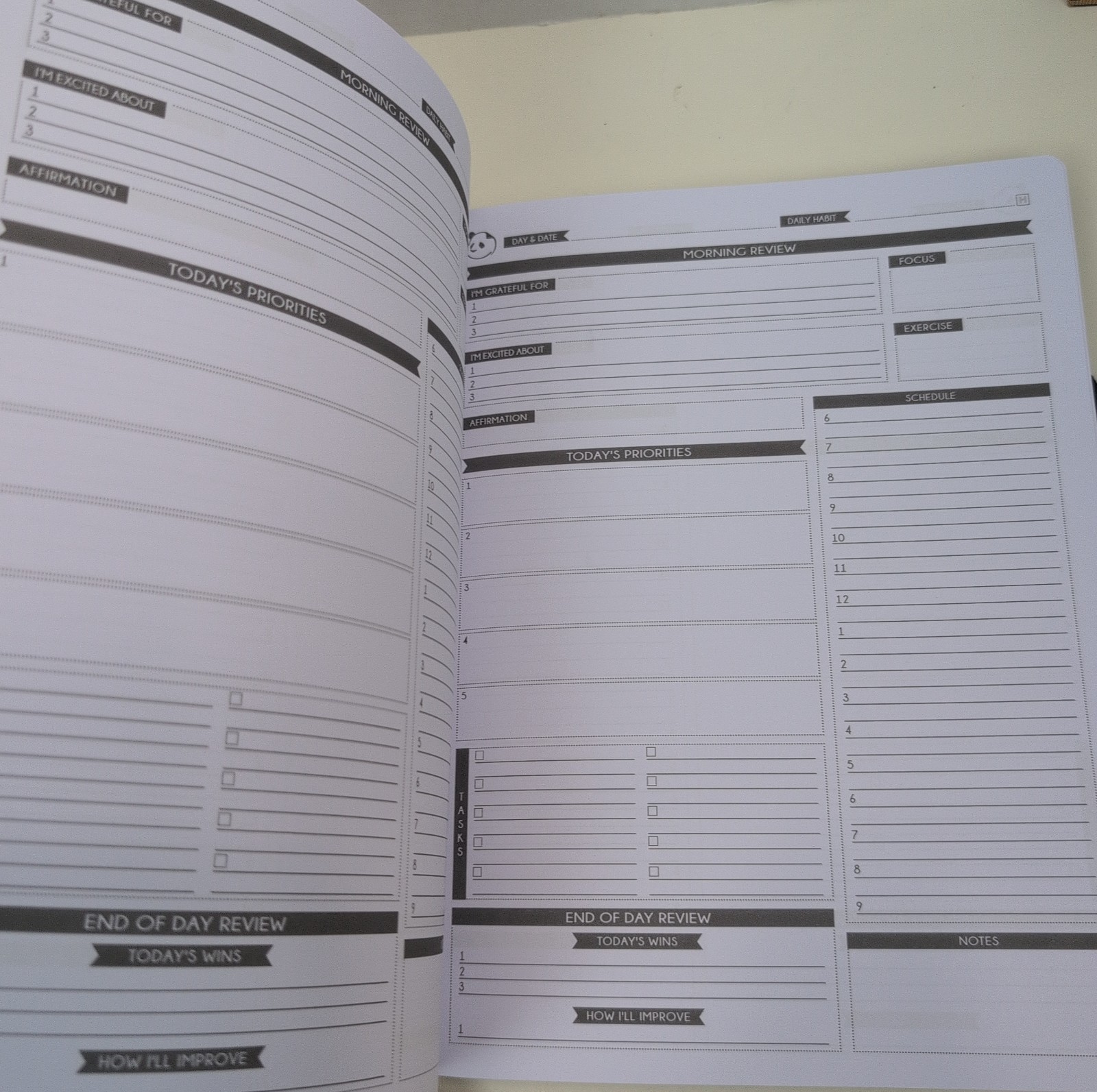 Panda Planner Undated Daily Weekly Monthly Productivity Organizer Journal Black