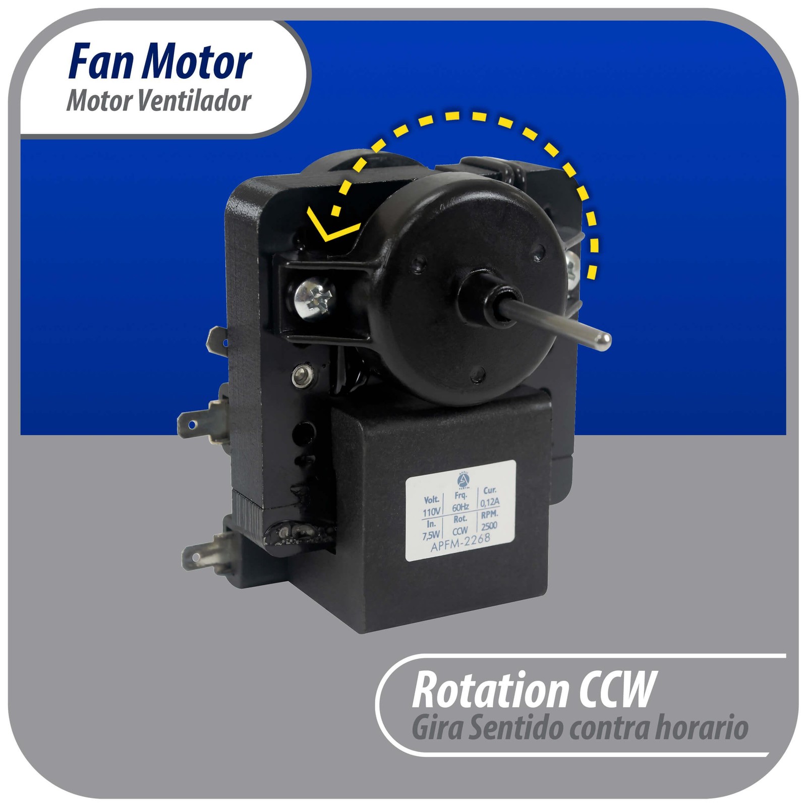 Appli Parts APFM-2268 Evaporator Fan Motor for refrigerators and freezers 110 V,