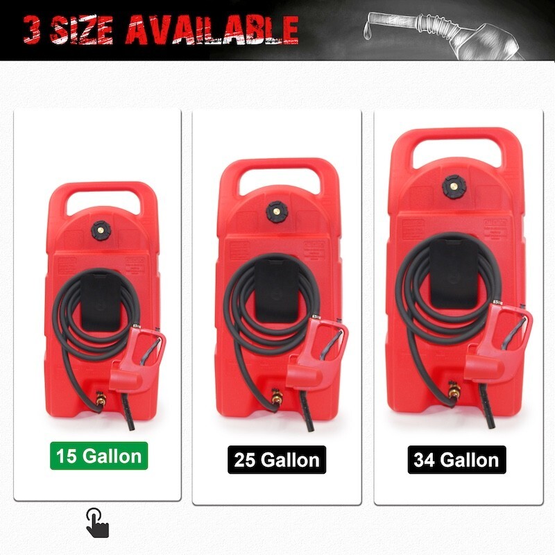 15 Gal HDPE Fuel Caddy Tank w/ Wheels 10ft Hose Hand Pump Gas Diesel Oil Red