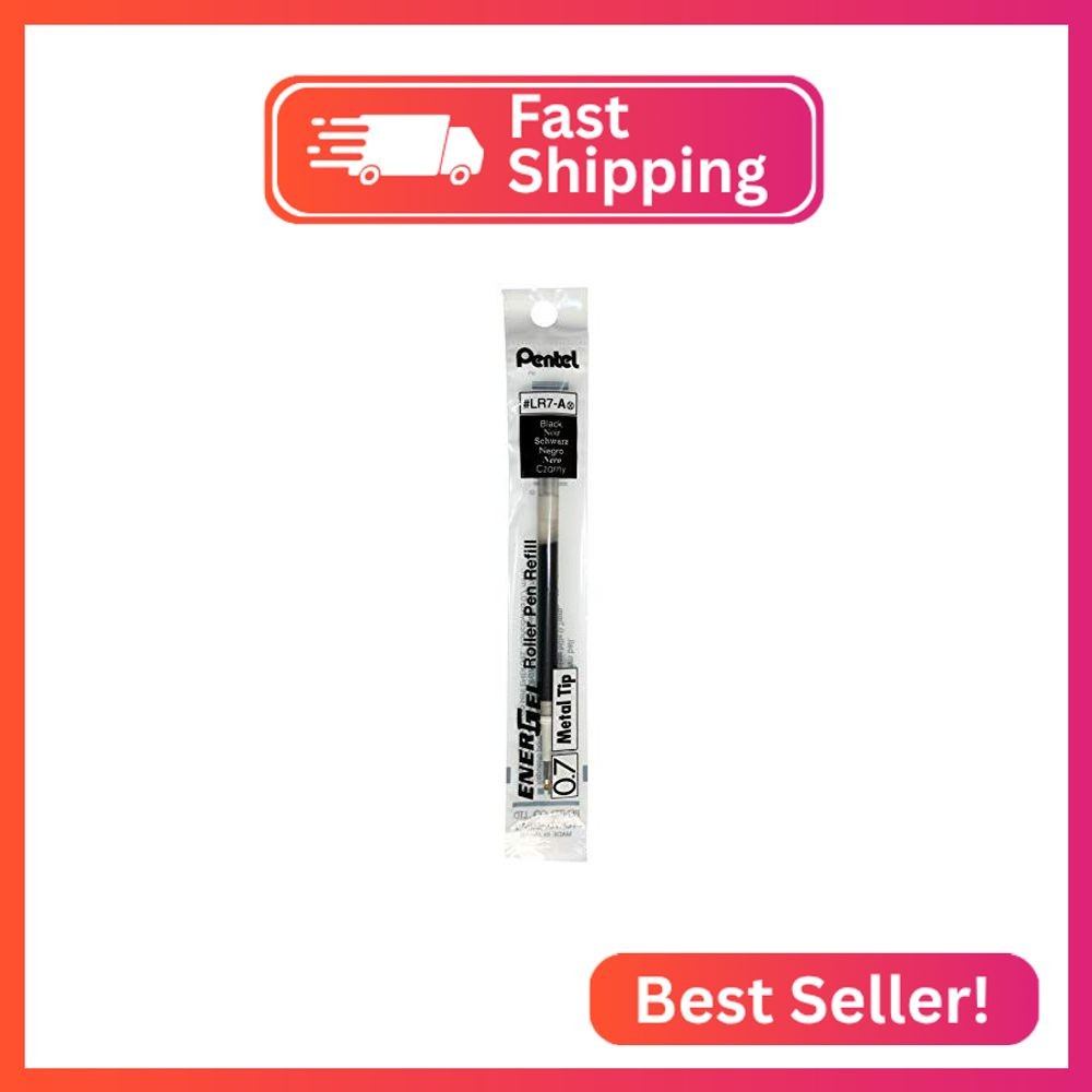 Pentel Refill Ink for EnerGel Liquid Gel Pen, (0.7mm), Metal Tip, Black Ink, Box