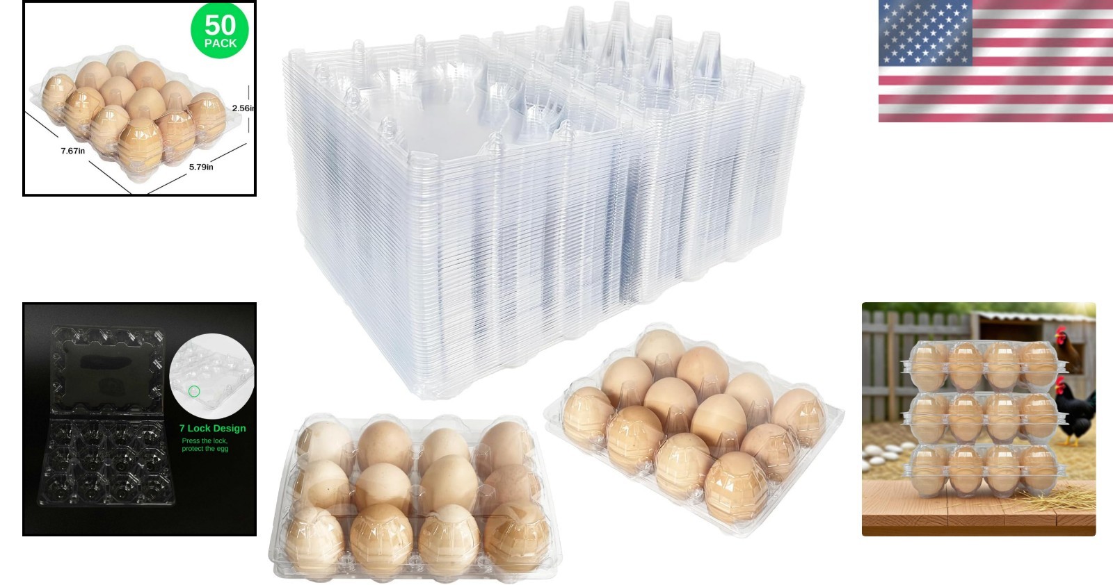 Durable Shatterproof Egg Cartons – 50-Pack 12-Count for Safe Transportation