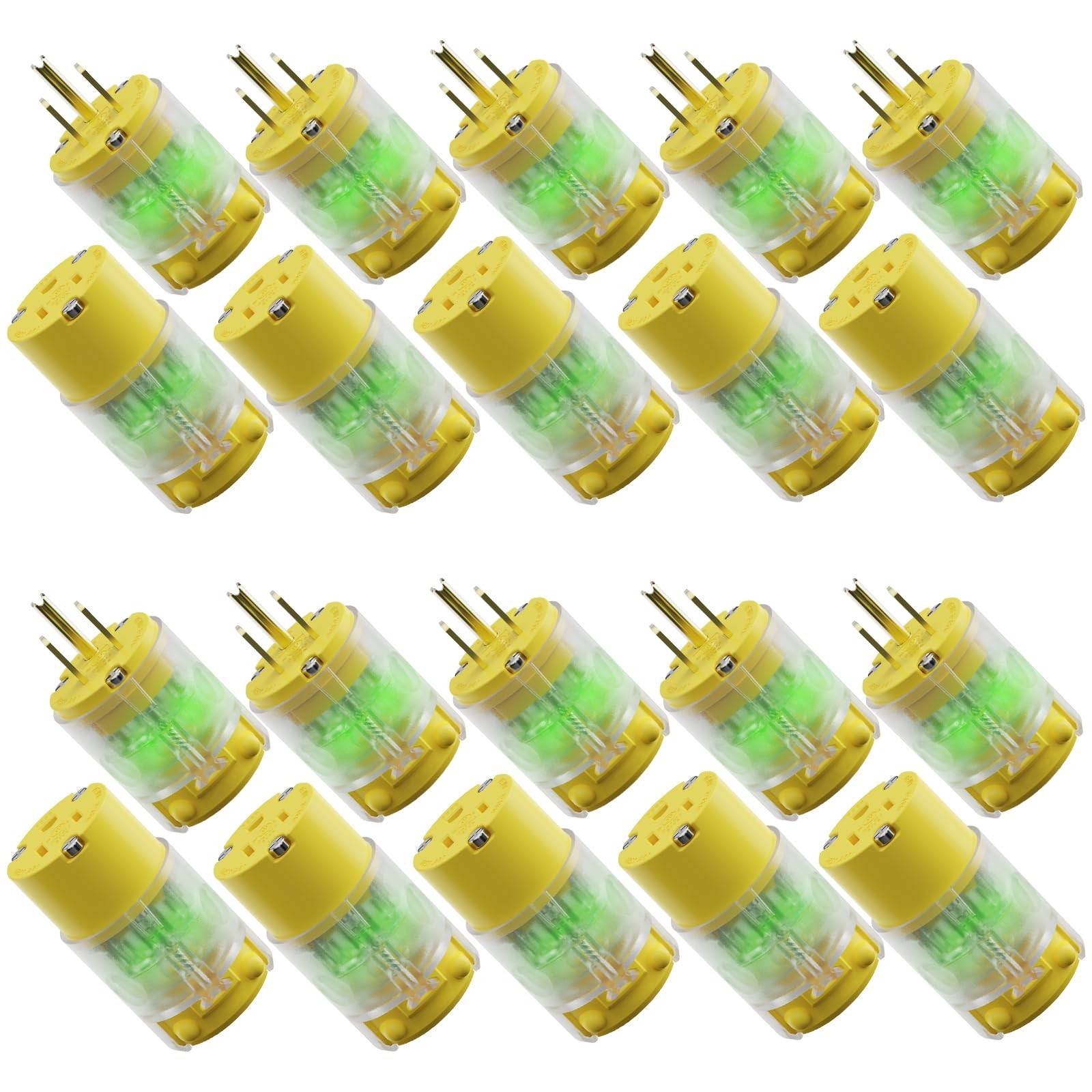 EPLESFTON 10 Sets Lighted Extension Cord Ends Replacement Plug 3 Prong 15A 12…
