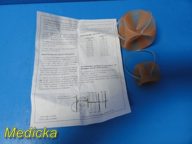 Lot of 2 Bioteque Silicone Cube Pessary CU45D #5 & CU75D #9 | With Drain ~ 38825