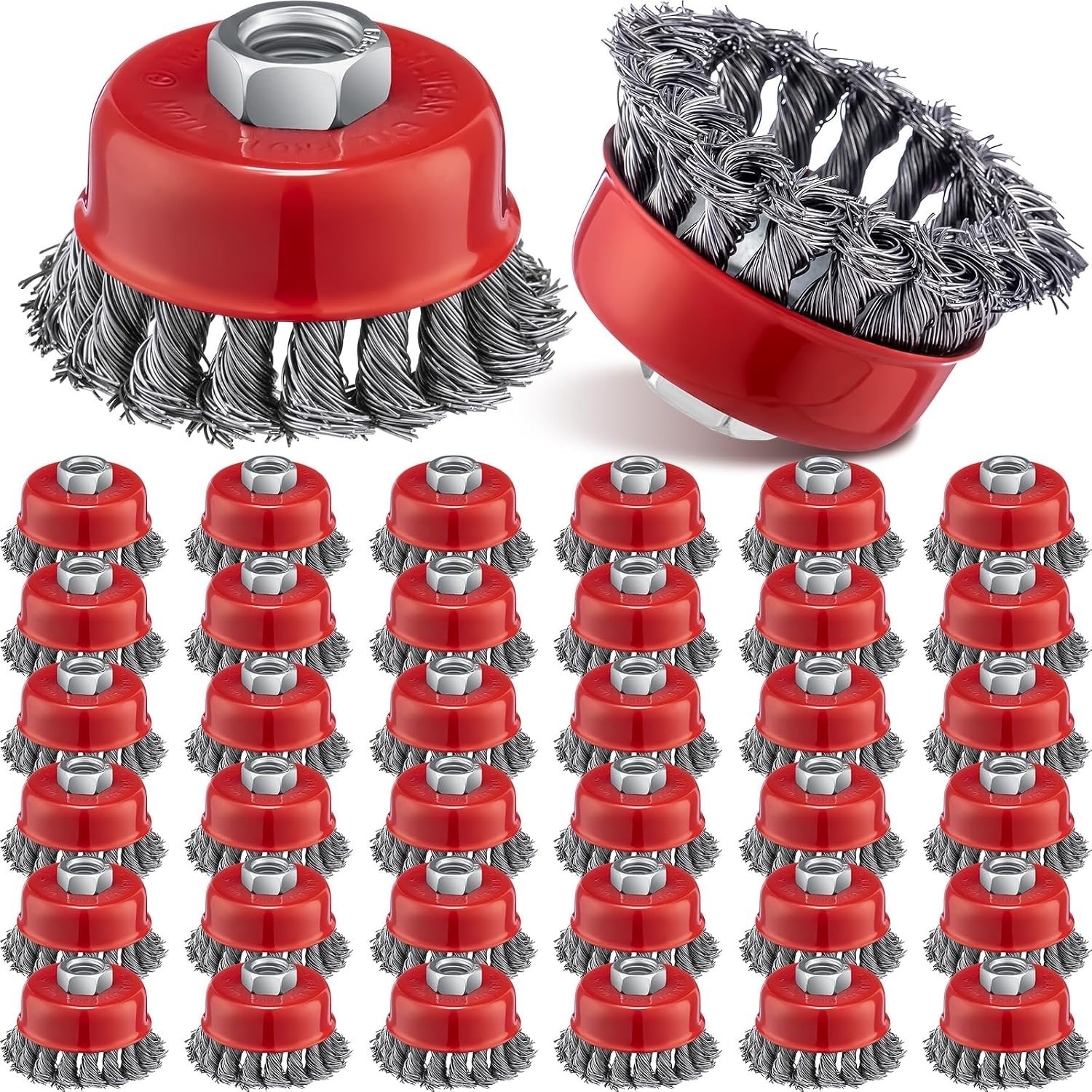 36 Pcs 3 Inch Wire Wheel Cup Brush with 5/8″-11 Threaded Arbor for 4 1/2 Angle G
