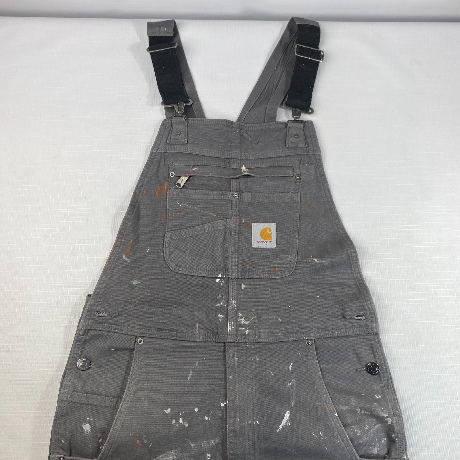 Carhartt Rugged Flex Relaxed Fit Canvas Bib Overall DISTRESSED! 102987 32×34