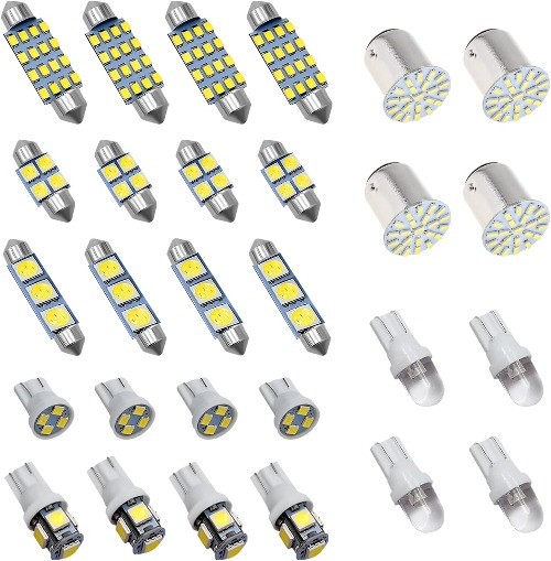 28 PCS LED Interior Car Bulb Set, Super Bright White T10 194 Rep Color: 28 PCS