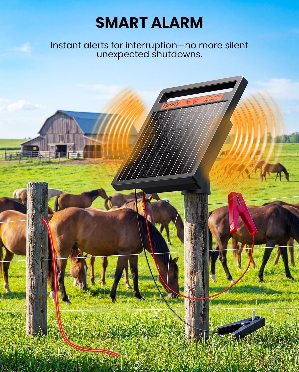 1.2J Solar Fence Energizer 45 Miles All-Weather Solar Electric Fence Charger