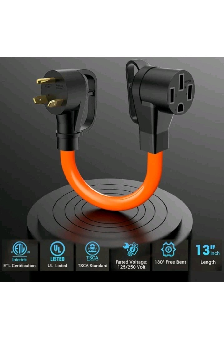 EV Charger Adapter Cord: NEMA TT-30P to 14-50R Charger 3 Prong 30AMP Dryer to 50
